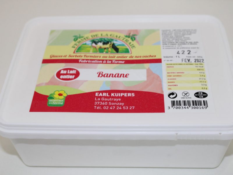 Glace Banane au lait entier