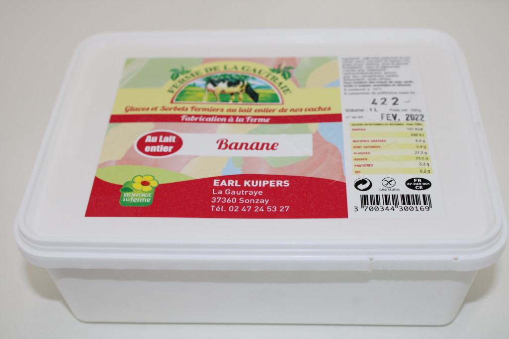 Glace Banane au lait entier