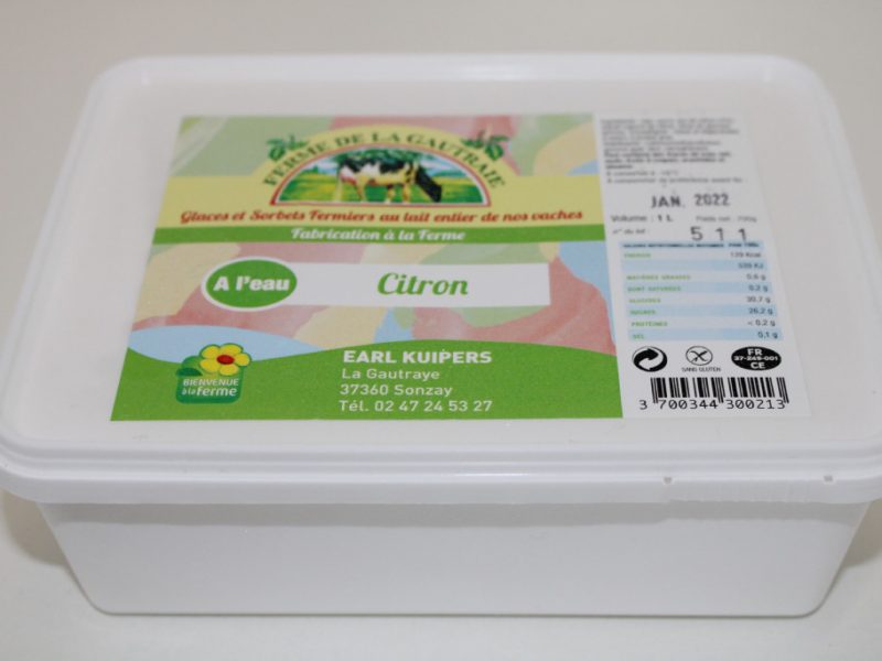 Sorbet Citron au lait entier