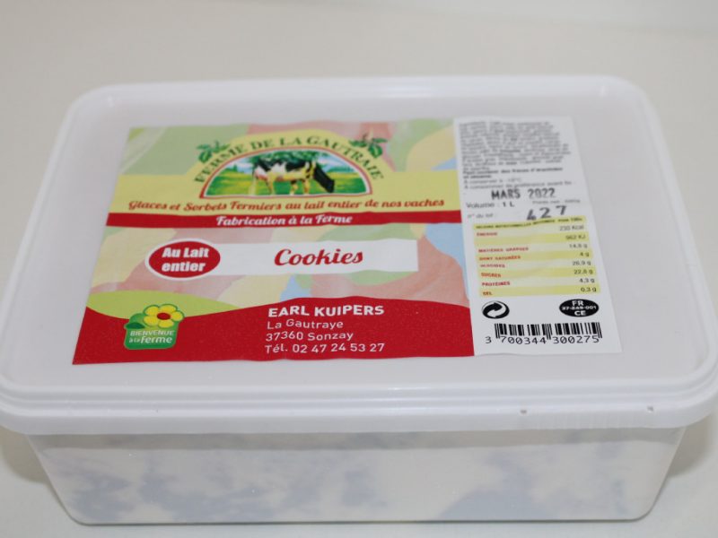 Glace Cookies au lait entier