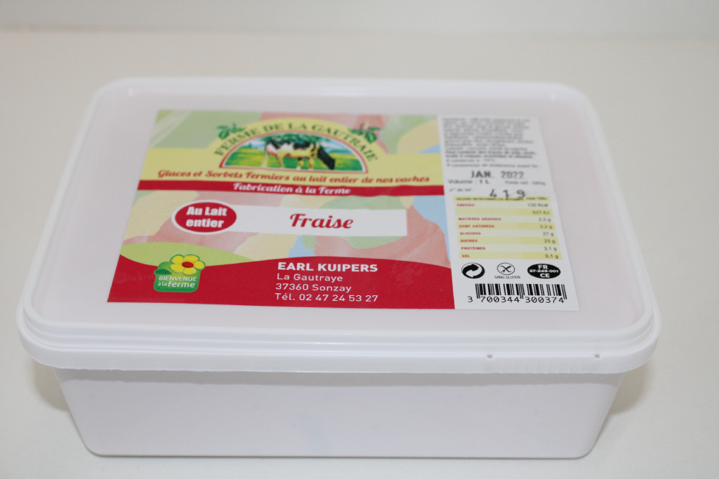 Glace Fraise au lait entier