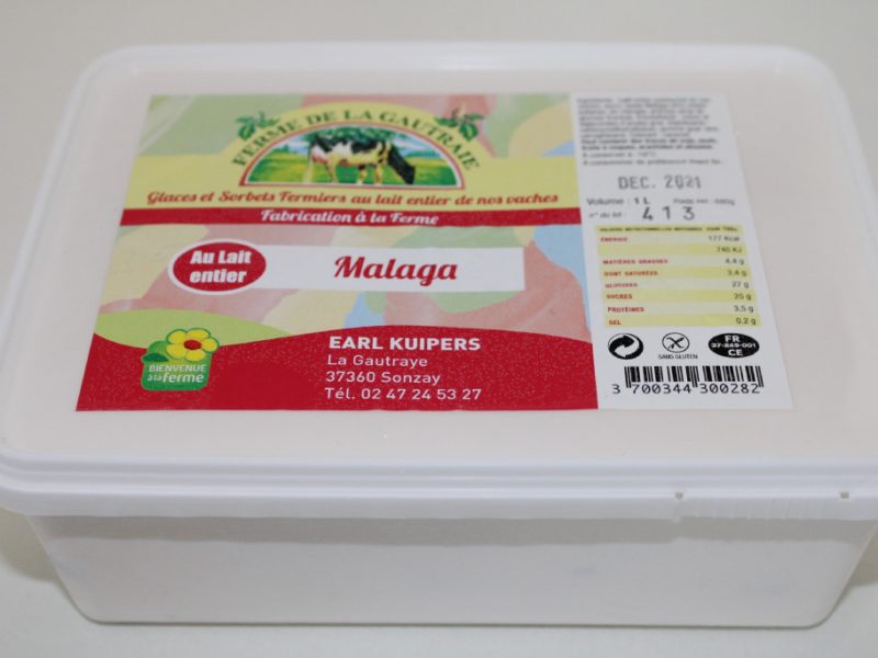 Glace Malaga au lait entier