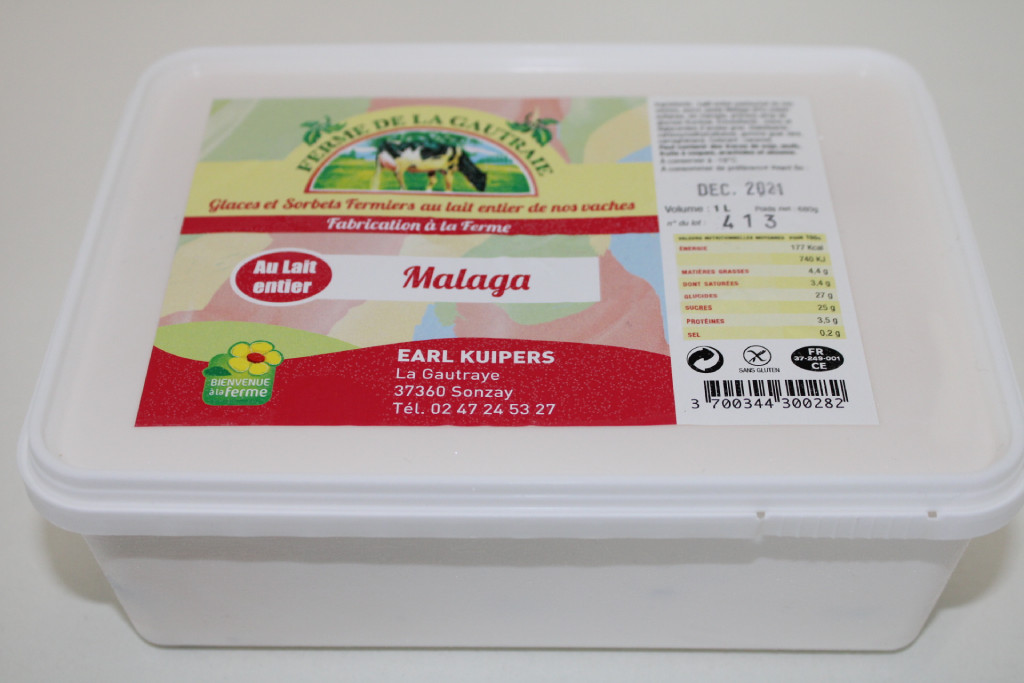 Glace Malaga au lait entier