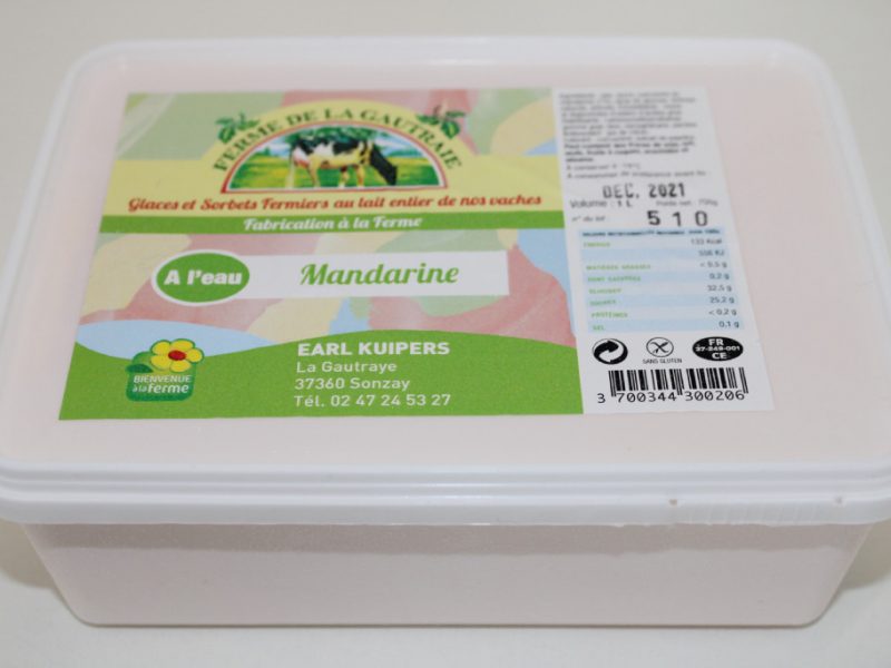 Sorbet Mandarine au lait entier