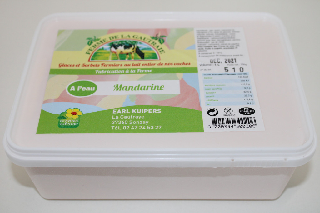 Sorbet Mandarine au lait entier