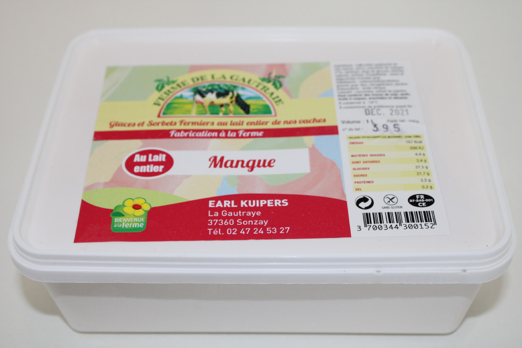 Glace Mangue au lait entier