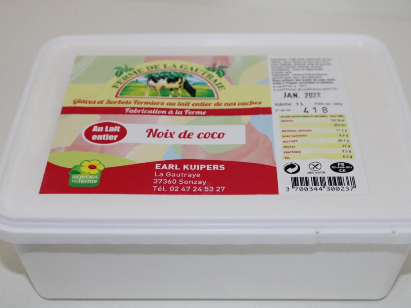 Glace Noix de Coco au lait entier