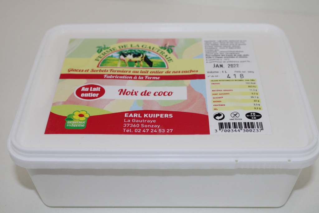 Glace Noix de Coco au lait entier