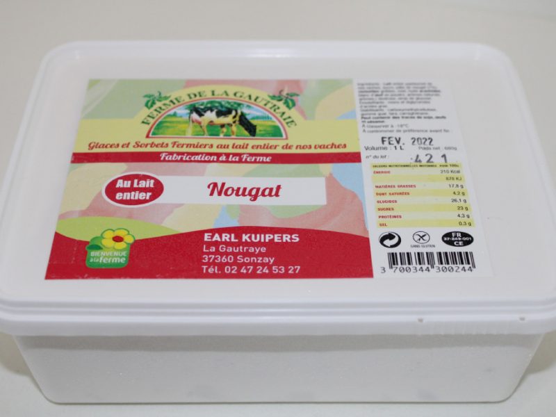 Glace Nougat au lait entier