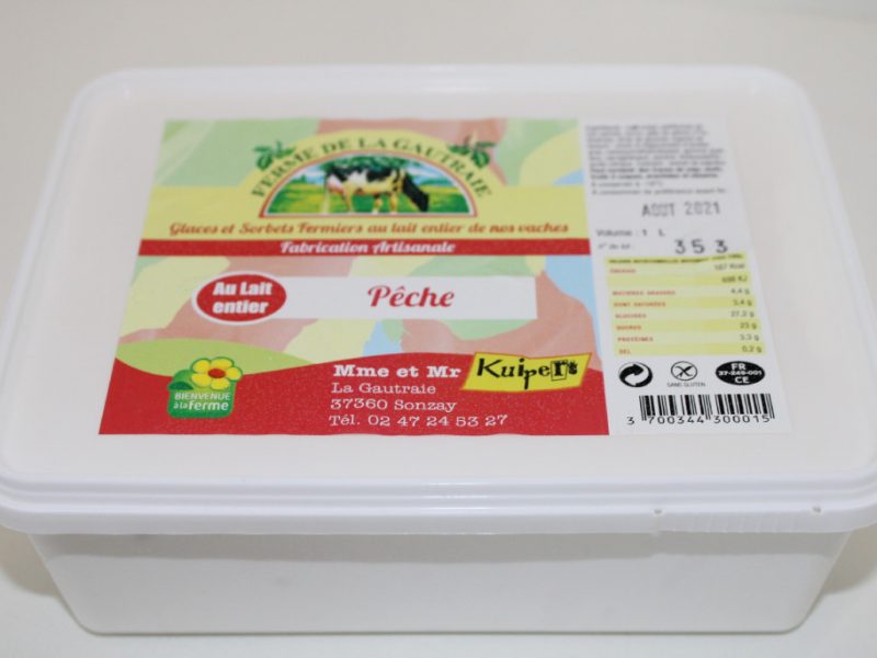 Glace Pêche au lait entier