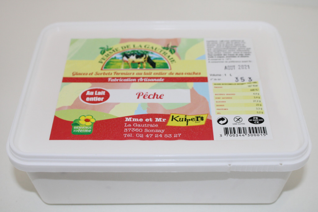 Glace Pêche au lait entier